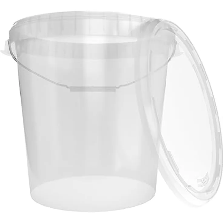 Eimer mit Deckel 30 Liter Made in Germany - lebensmittelecht stabil luftdicht Vorratseimer für Aufbewahrung von Lebensmittel Büromaterial Kinderzimmer Haushalt Werkstatt und Gastronomie Transparent