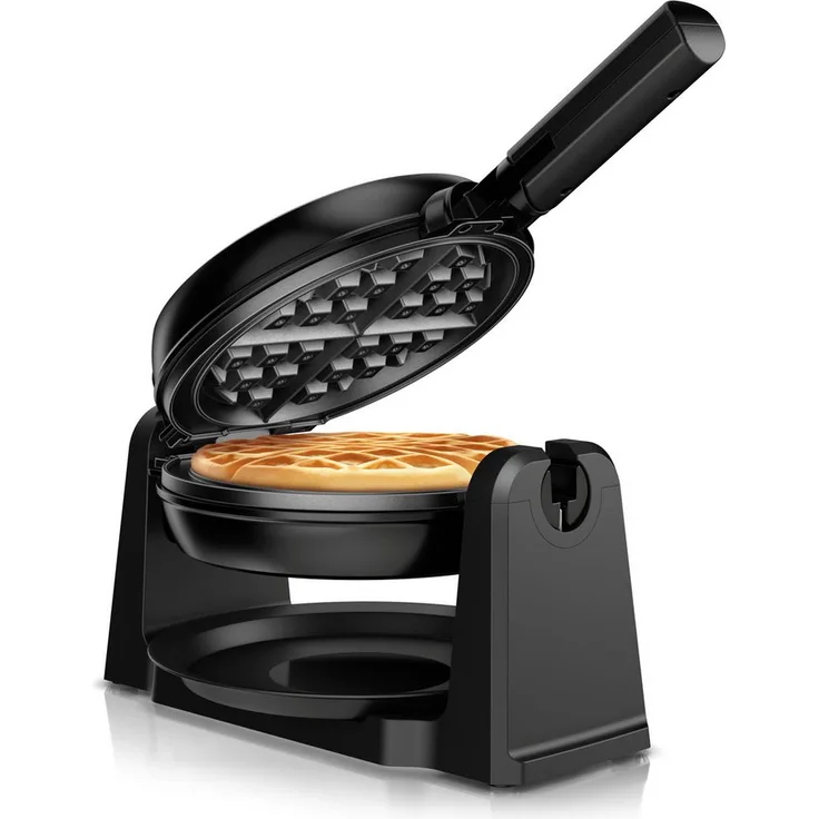 Arendo Waffeleisen rotierendes Waffelautomat mit 17cm Ø, automatische Bräunung, 1000 W, Antihaftbeschichtung und Abtropfschale