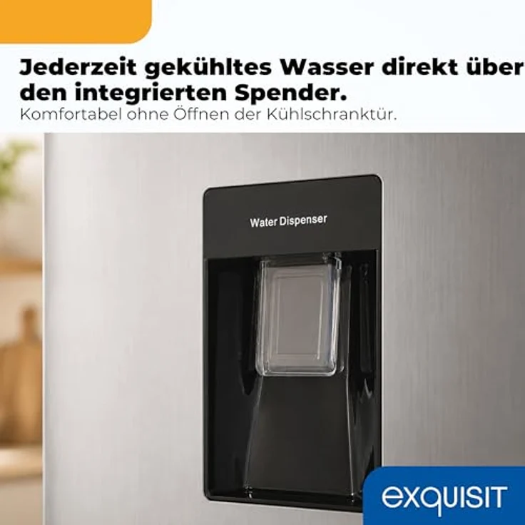 Exquisit Kühl-Gefrierkombination KGC5265-70-NF-WS-040C, 251 l, No Frost, Wasserspender, Energieklasse C, leise 39 dB, inoxlook, schmal 54 cm – Bild 4