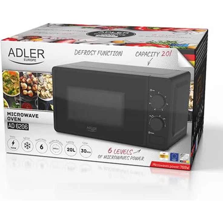 Adler Ad 6206 Mikrowelle 700w Schwarz 20 Liters, Konvektionsfunktion, elegantes Design – Bild 10