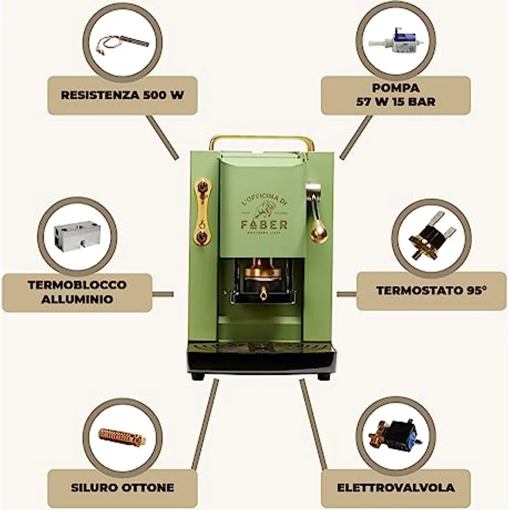 Faber Coffee Machines Pro Deluxe Espressomaschine ESE 44 mm, einfache Reinigung, Tassenwärmer, schnelles Aufheizen, Metallgehäuse – Bild 7