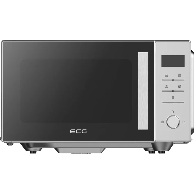 ECG MTD 2591 FGCX, Flachbett Mikrowelle mit Grill- und Heißluftfunktion, 25 Liter, 900 Watt, Silber