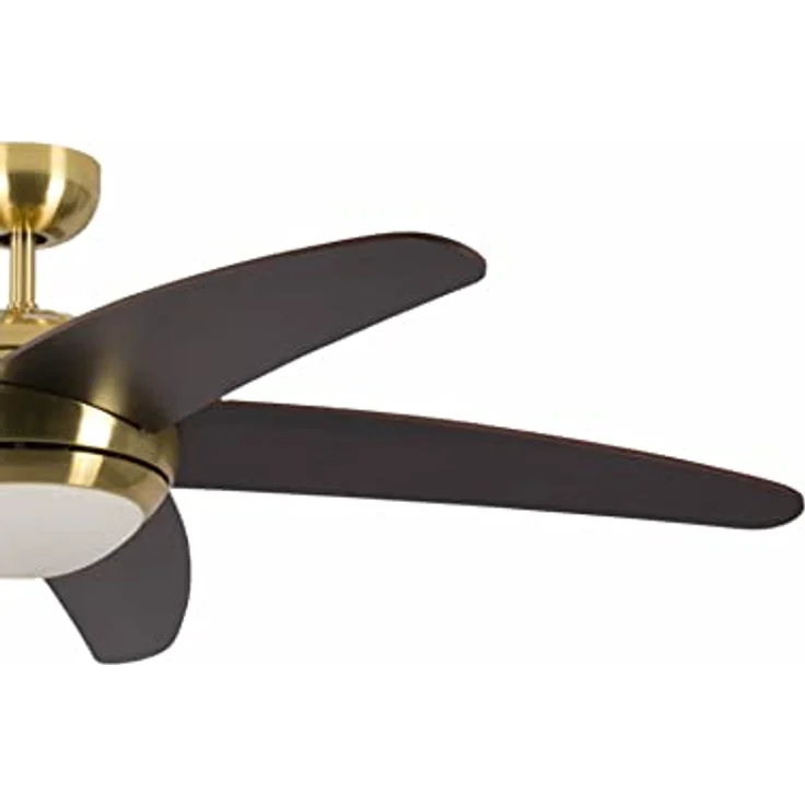 Deckenventilator mit Beleuchtung und Fernbedienung Melton, Gehäuse Messing, Flügelfarbe braun- Wanaque, 132 cm – Bild 5