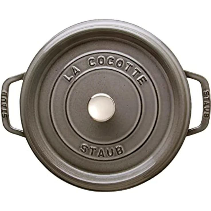 Staub 1102418 Cocotte-Bräter, rund mit Deckel 24 cm, 3,8 L, mit mattschwarzer lierung im Inneren des Topfes, graphitgrau – Bild 7