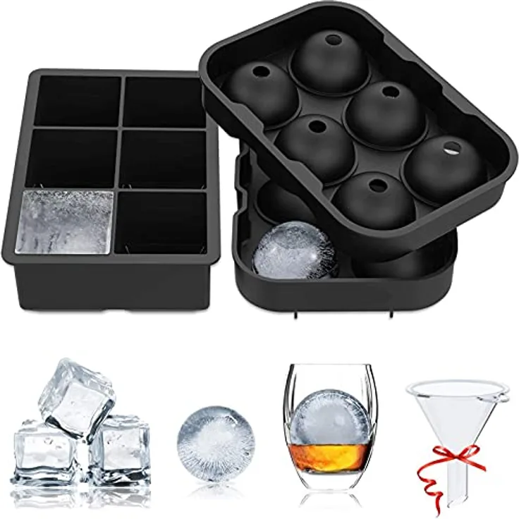 Eiswürfelform Silikon Große Eiskugel-Maker – einfach zu lösen, wiederverwendbar, BPA-frei, große Eiswürfelformen, Eiswürfelform für Cocktails, Whiskey-Partikel, Saft, Schokoladenform: Tests, Infos & Preisvergleich