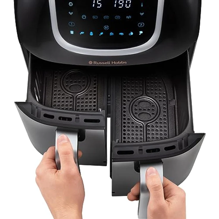 Russell Hobbs Heißluftfritteuse Doppelkammer [2 Fächer: 4,25l oder ein Korb 8,5l ] AirFryer SatisFry Snappi (8 Programme, spülmaschinenfest, Touchscreen, Fritteuse ohne Öl) Dual Basket 27290-56 – Bild 3