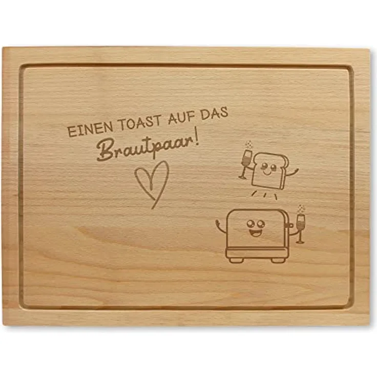 Holzschneidebrett mit Gravur - Hochzeitstoast, ca. 40 x 30 x 2 cm, Made in Austria, Nachhaltige Geschenkidee