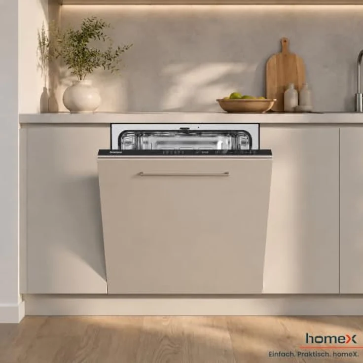 homeX DWFI601449E Geschirrspüler vollintegriert, 60 cm, 14 Maßgedecke, 6 Programme, leise mit 49 dB, Energieeffizienzklasse E – Bild 2