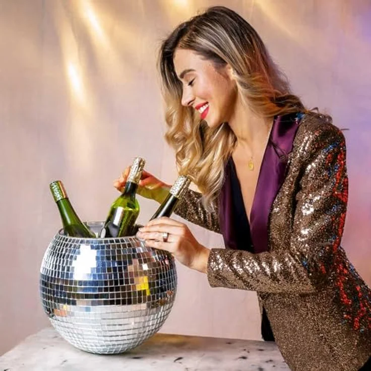 mikamax Eiskübel Discoball - Disco Ball Ice Bucket, Einzigartiges Design mit bunten Reflexionen – Bild 3