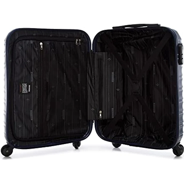 WITTCHEN Reisekoffer Handgepäck Kabinengepäck Rollkoffer Koffer Trolley ABS 4 Spinner-Rollen Zahlenschloss Teleskopgriff Groove Line Größe S Marineblau – Bild 5