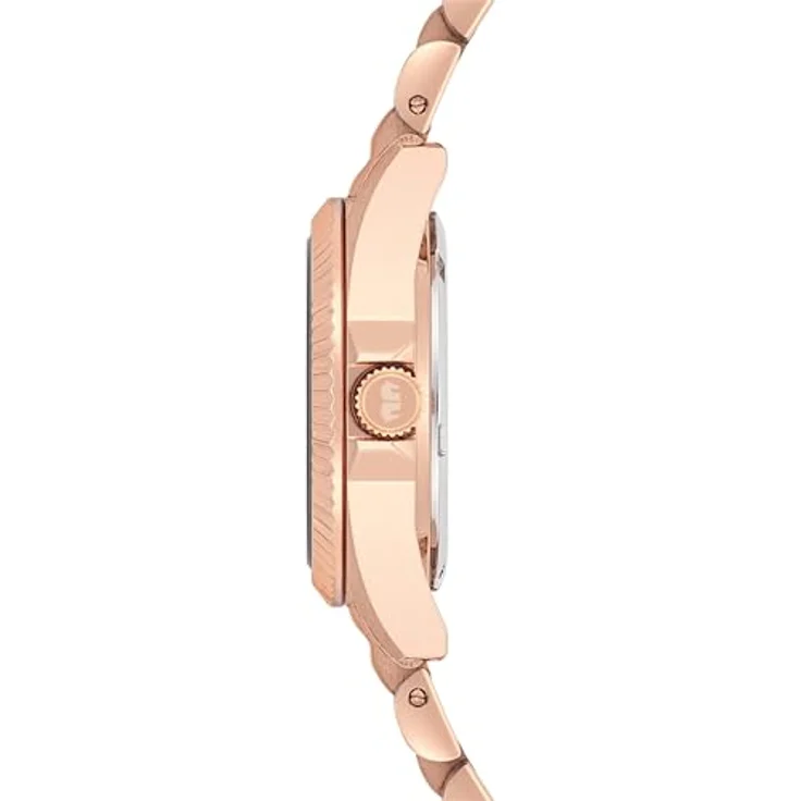 Rhodenwald & Söhne Damen Uhr analog Japan Quarzwerk mit Edelstahl roségold Armband 10010367, Perlmutt-Zifferblatt in Braun – Bild 5