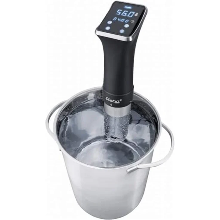 Steba Sous-Vide Garer SV 75, Wasserdicht nach IPX 7, Erwärmt 20 Liter in ca. 45 Min auf 56°C, Abweichung max. 0,1°C, Wasserumwälzung 12,0 L-Min, Mobil einsetzbar, für alle Töpfe ab 15 cm Tiefe, 800 Watt, Edelstahl – Bild 6