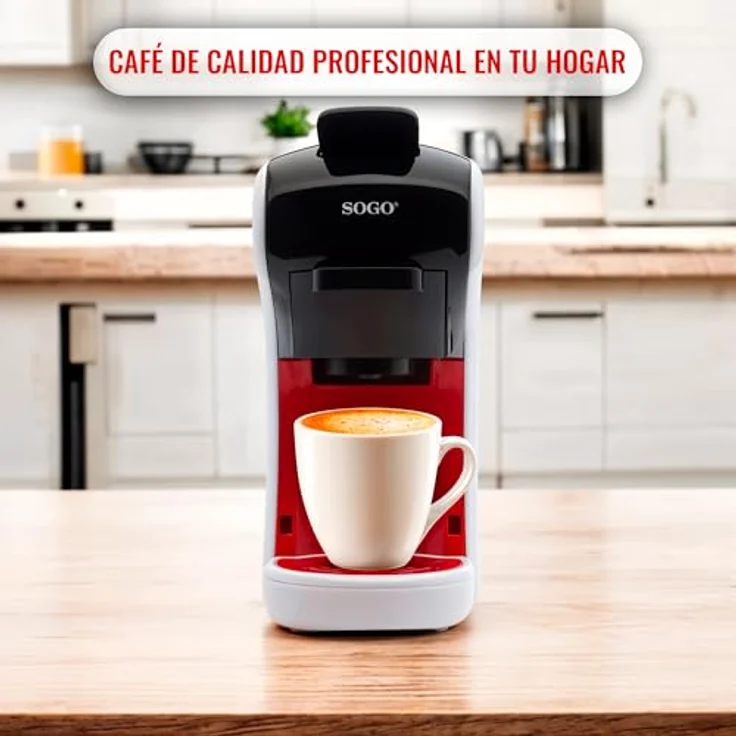 Sogo Human Technology Aromatti Kaffeekapselmaschine, 0,6 l Wassertank, weiß-rot-schwarz – Bild 8