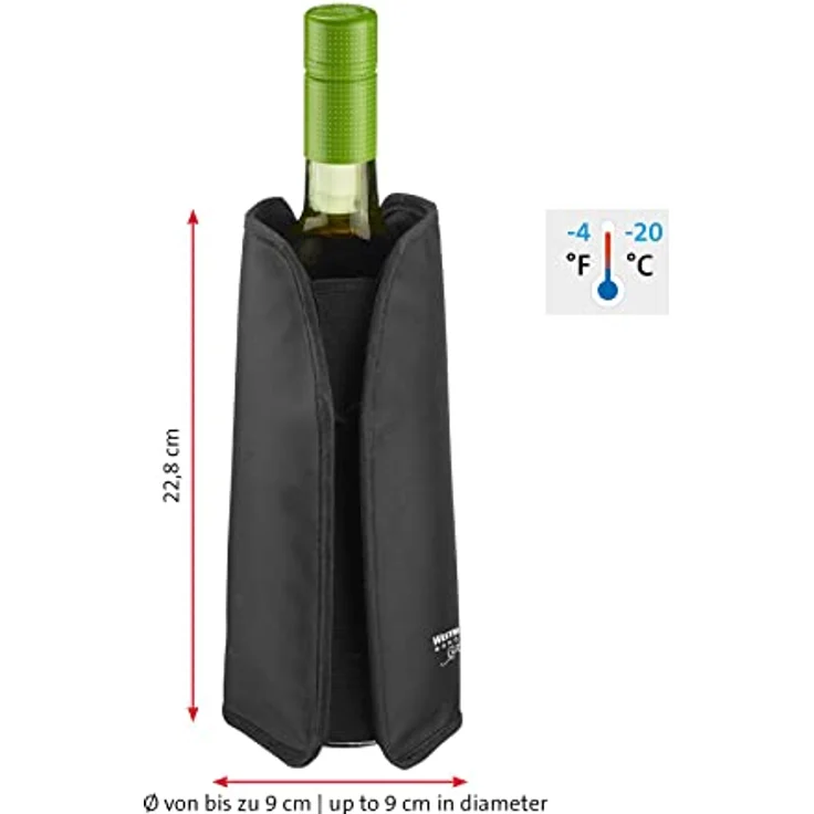 Westmark Kühlmanschette, Für z.B. Sprudel-, Wein- oder Sektflaschen, Für Flaschendurchmesser bis 9 cm, Kühlt bis zu 2 h, Kunststoff, Polar, Schwarz/Weiß, 52433370 – Bild 3