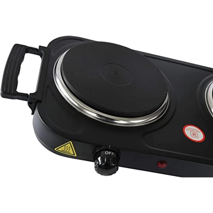 DESKI Doppelkochplatte elektrisch 2000 W schwarz Herdplatten Ø 15,5 cm – Bild 5