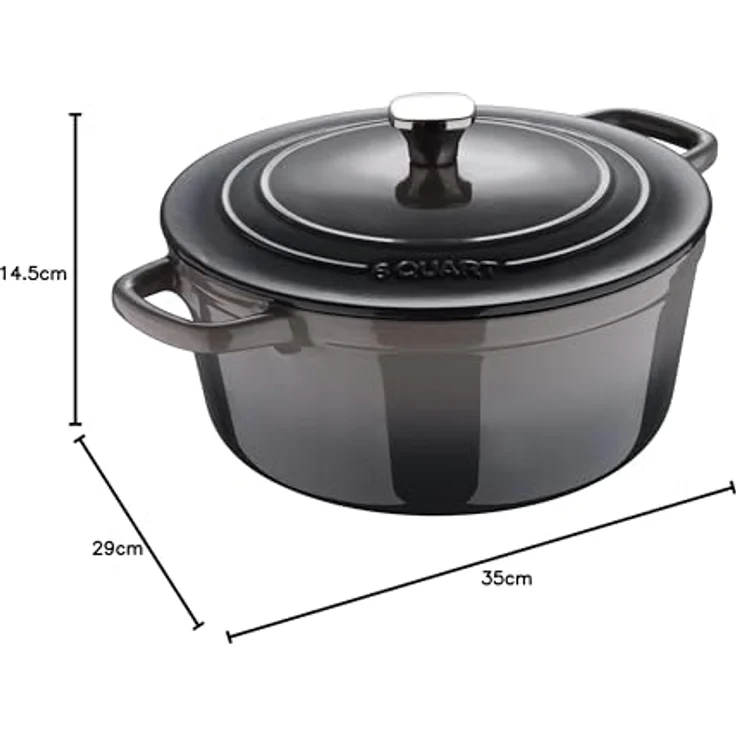 MasterPro Unique, Kochtopf 27cm mit Deckel, weiß, aus Gusseisen, ergonomische Griffe, für alle Herdarten geeignet – Bild 2