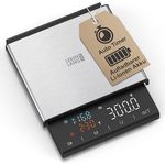 LEBENLANG Kaffeewaage & Espresso Waage - 0,1g Präzision mit Timer, USB-Akku, LCD-Display, bis 3 kg Tragkraft