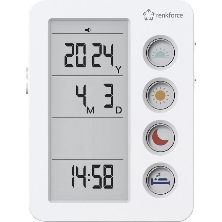 Renkforce RF-4883628 Medikamentenwecker, benutzerfreundliches Design mit mehreren Alarmen und übersichtlichem Display