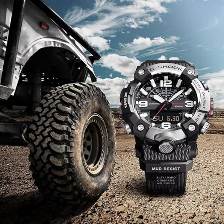 Casio G-Shock GG-B100XM-1AER Mudmaster, Armbanduhr mit silberner Edelstahl-Lünette und hohem Kratzschutz, matte Textur – Bild 2
