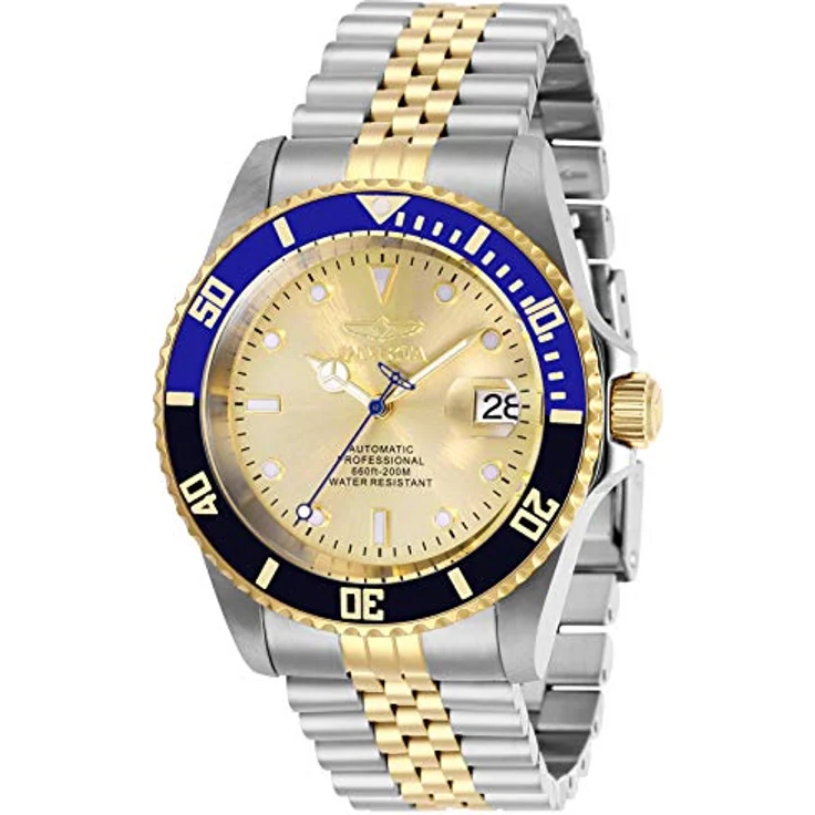 Invicta Pro Diver 29181, Edelstahl Herren Automatikuhr mit goldenen Zifferblatt, 42mm, 20 bar wasserdicht