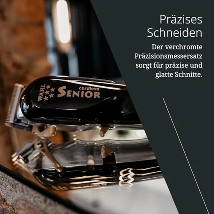 Wahl Professional Cordless Senior Haarschneider ohne Memory-Effekt 70 Minuten Akkubetrieb verchromter Präzisionsschneidsatz inkl. Aufsteckkämme, Kamm, Öl, Messerschutz – Bild 5