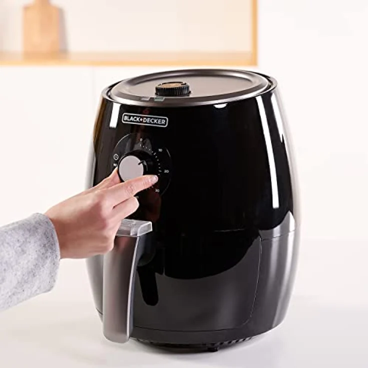 Black + Decker BXAF2500E Heißluftfritteuse, ohne Öl, Standgerät, 1500 Watt, 2,5 Liter, Temperaturbereich bis 200 °C, Timer, schwarz – Bild 12