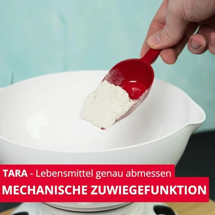 Westmark Küchenwaage mit Rührschüssel, mechanische Waage bis 5 kg mit 2,3 l Schüssel, weiß, platzsparend und ohne Batterien – Bild 4