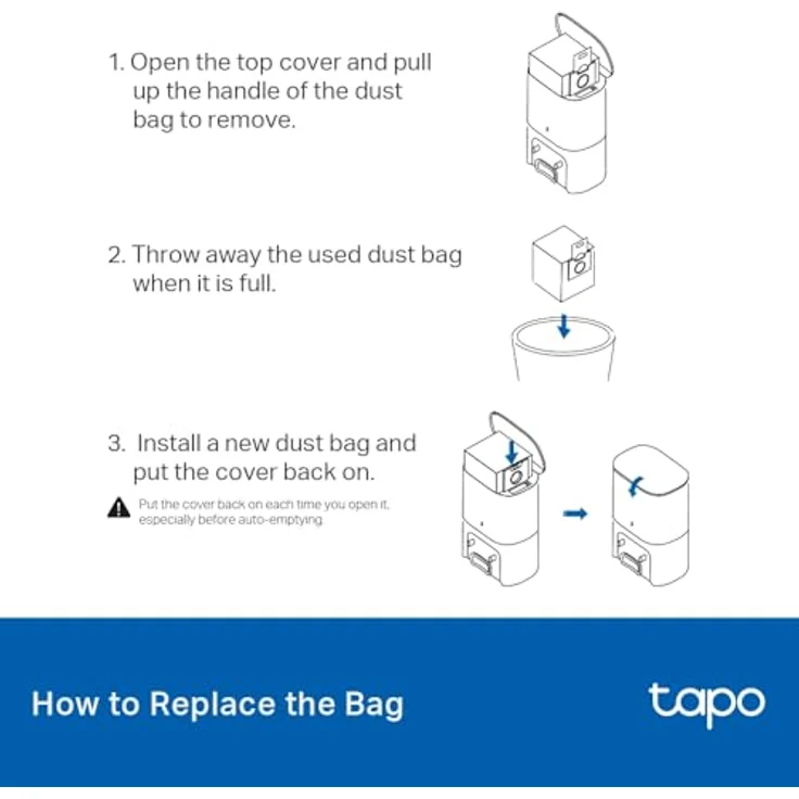 Tapo RVA202 Einweg-Staubbeutel für Saugroboter (5 Stück), Kompatibel mit RV30 Max Plus und RV20 Max Plus, 3L Kapazität, allergikerfreundlich – Bild 4
