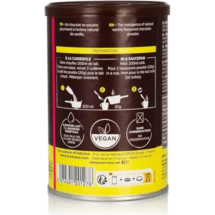 Chocolaterie Monbana Trinkschokolade Vanille, 250g – Bild 4