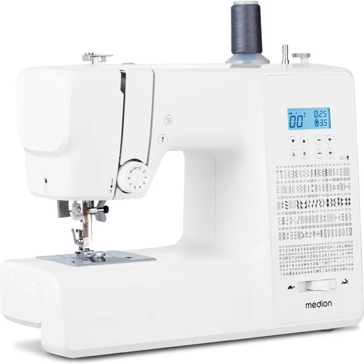 Medion® Computer-Nähmaschine MD 11881, 270 Stichmuster, 1-Schritt Knopfloch, 8 Programme, Doppelnadelfunktion, Automatischer Einfädler, Geschwindigkeitsregler – Bild 1