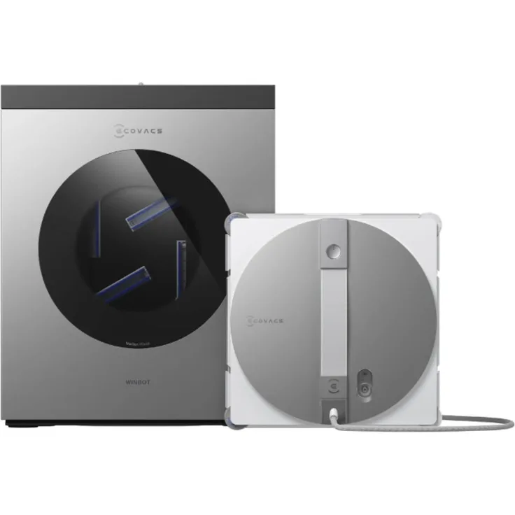 ECOVACS WINBOT W3 OMNI, Fensterputzroboter mit Multifunktionsstation, automatischer Reinigung der Wischpads, TruEdge-Technologie, 12-stufiges Schutzsystem