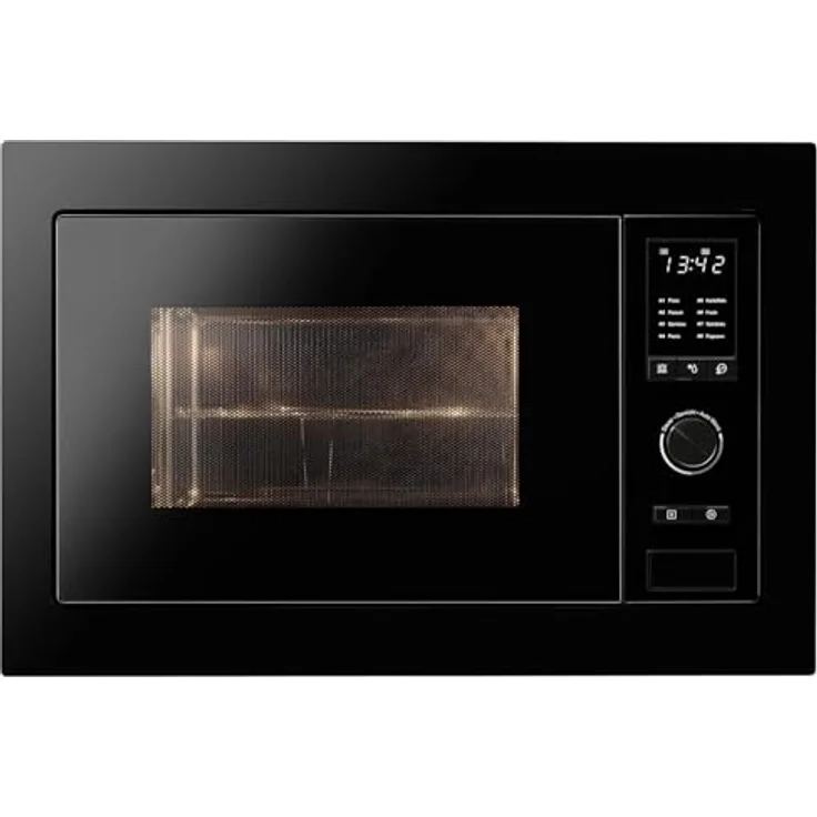 Oranier Einbau-Mikrowelle OMW 25, Edelstahl Schwarz mit Grill und 25 Liter Innenraumvolumen, 900 W Mikrowelle, 1000 W Grill, 5 Programme, elektronische Steuerung