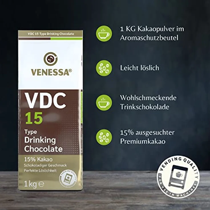 Venessa VDC 15 Kakao, Kakaopulver 15% - 1kg – Bild 2