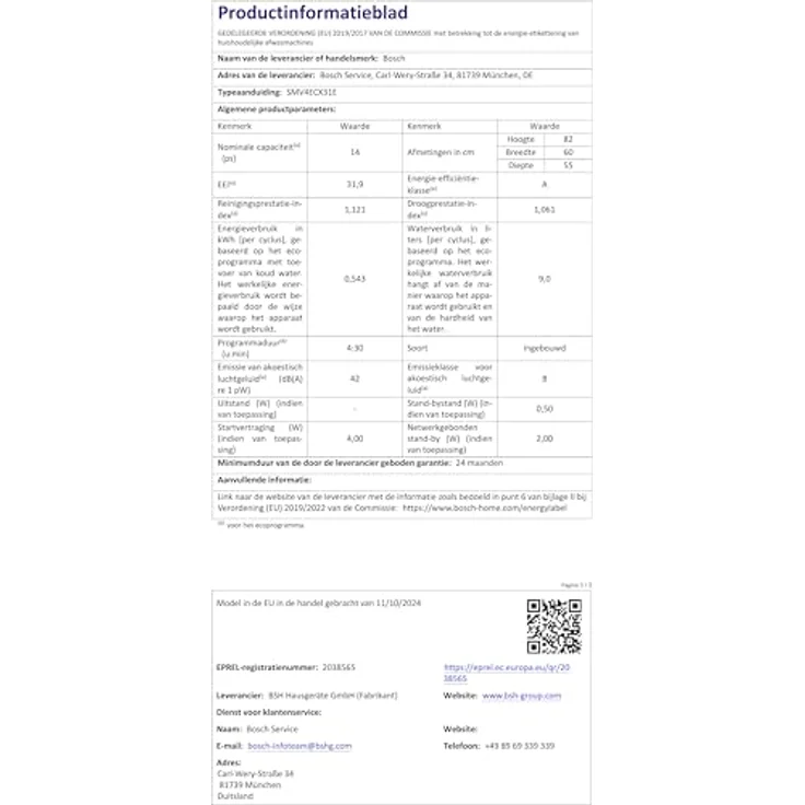 Bosch SMV4ECX31E Einbau-Geschirrspüler 60 cm, 14 Maßgedecke - Serie 4 Vollintegrierter Geschirrspüler 60 cm – Bild 21