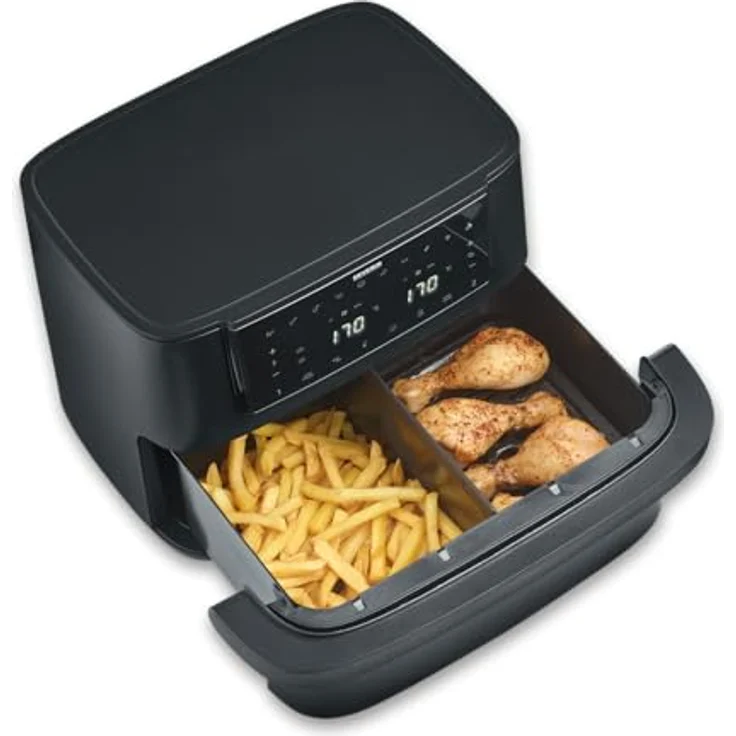 Severin Heißluftfritteuse FR 2490 "Flex Max Dual", 9 l, 2600 W, intelligente Heißluftzirkulation, Touch-Bedienung – Bild 4