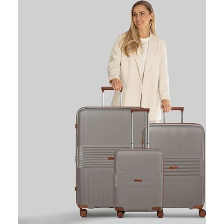 Farmhood Hartschalen Koffer-Set 3-teilig, erweiterbar, 4 Doppelrollen, TSA-Schloss, für Damen & Herren – Bild 5