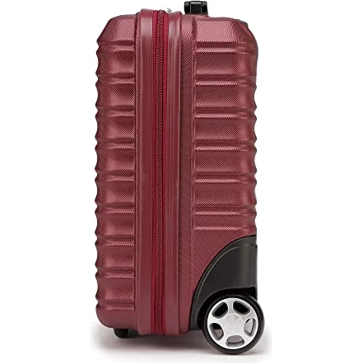 WITTCHEN Reisekoffer Kleinkoffer Kabinengepäck Rollkoffer Hartschale aus ABS mit 2 Standard-Rollen Zahlenschloss Teleskopgriff Groove Line Kleinkoffer XXS Rot – Bild 3