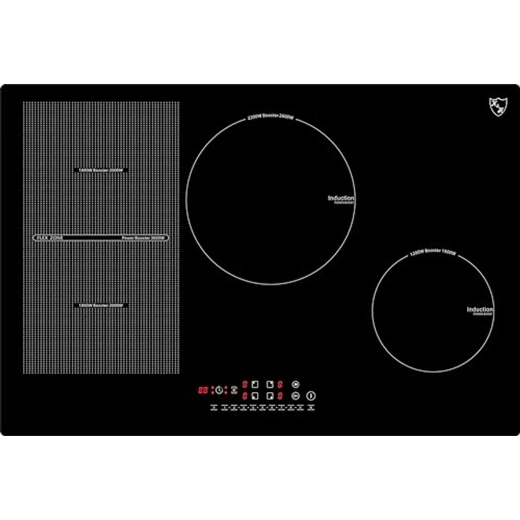 K&H Induktionskochfeld 77-IN-6800FLX, 77 cm, 4 Zonen, 6800 Watt, Sensor Touch Steuerung mit 17 Leistungsstufen, autark zum Einbau, hochwertige Glaskeramik Oberfläche – Bild 1