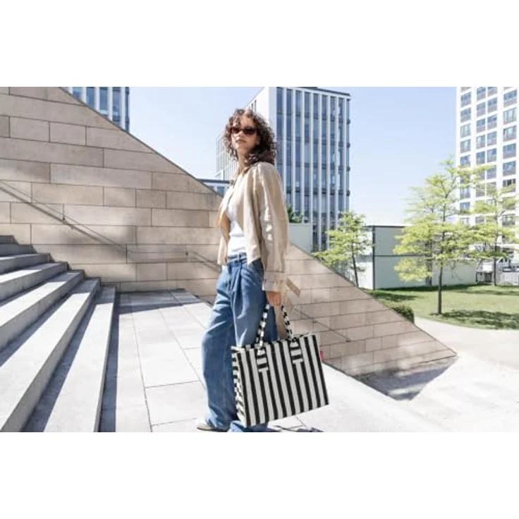 reisenthel Daily Shopper, Einkaufstasche aus 100% Polyester, schwarz, 42 cm x 17 cm x 35 cm – Bild 6
