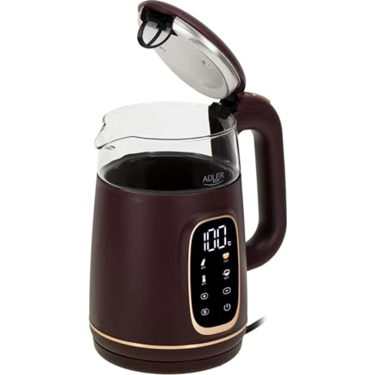 ADLER Wasserkocher AD 1220, 2200W, 1,7L mit LED-Display, Touchpanel, 5 Temperaturprogrammen und Warmhaltefunktion, incl. Kalkfilter – Bild 2