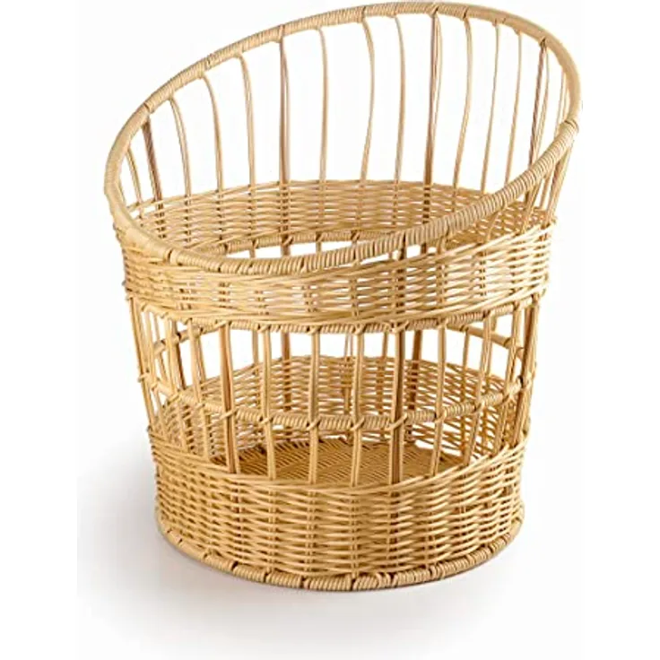 Lacor - 63492 - Panera Baguette, Panera zur Aufbewahrung von Brot, Korb mit Weidenoptik, Polypropylen mit Edelstahlverstärkung, 32x42 cm, hellbraun