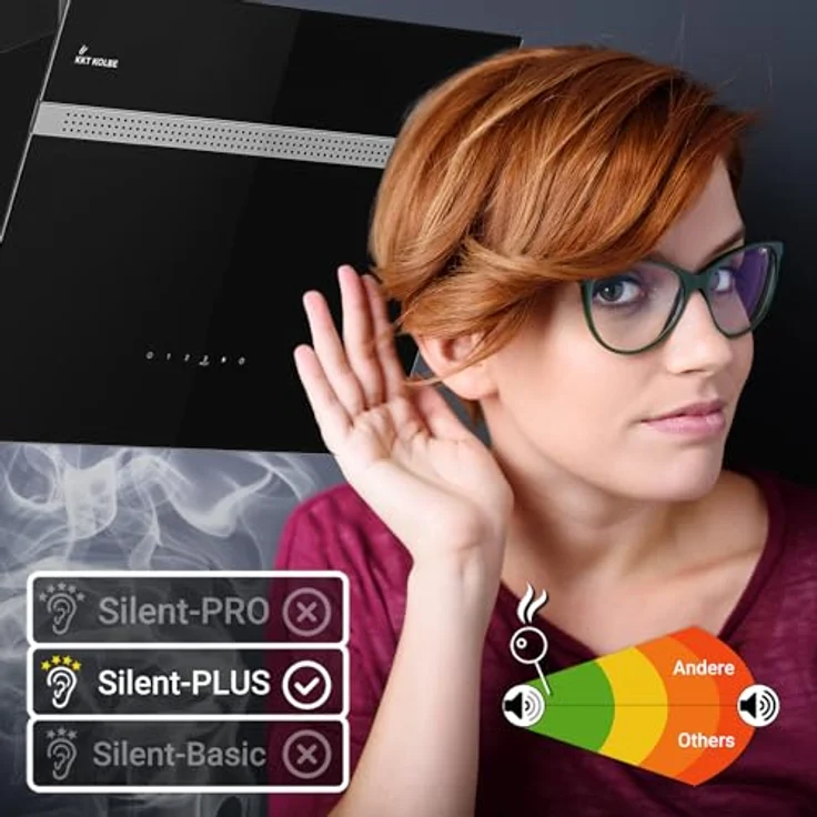 Dunstabzugshaube 60 cm | Wandhaube | kopffrei | schwarz | Glas | Abluft | Umluft | Schräghaube | WiFi Smart App | RGBW-LED-Beleuchtung | Touch Bedienung | ALPINA609HC – Bild 5
