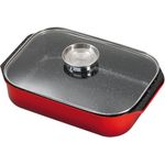 King Aluguss Bräter rot mit Glasdeckel, ca. 40 x 26 cm, Bräter mit Aromaknopf und Fusion Beschichtung - Preisvergleich