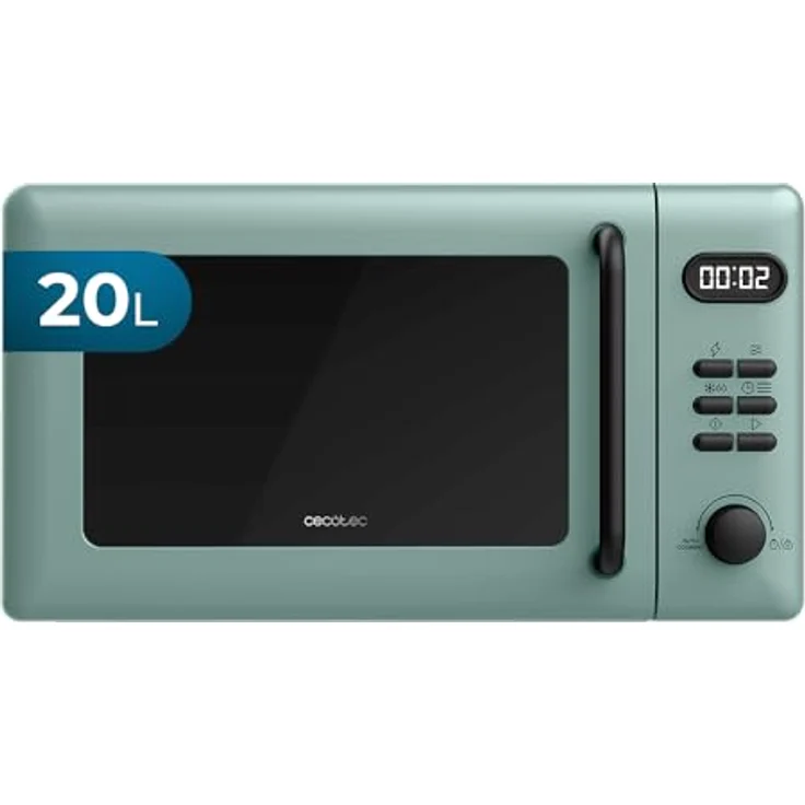 Cecotec Digitale Mikrowelle Proclean 5110, 20L mit Grill 800W, 700W in 6 Stufen, Auftaumodus, 30-Minuten-Timer, Innenleuchte, grün – Bild 1