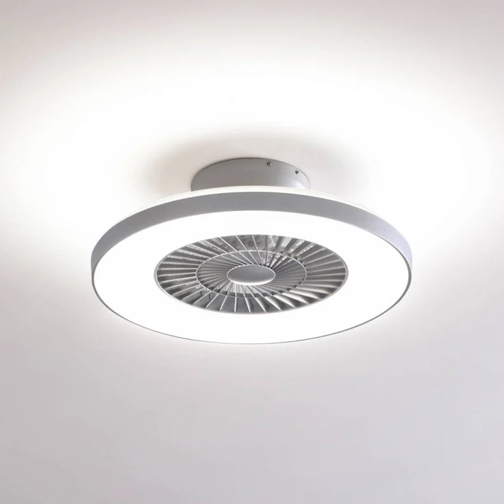 Lindby Paavo, Smart LED-Deckenventilator in Silber, leise, steuerbar über Tuya-App, mit Timer und Nachtlichtfunktion
