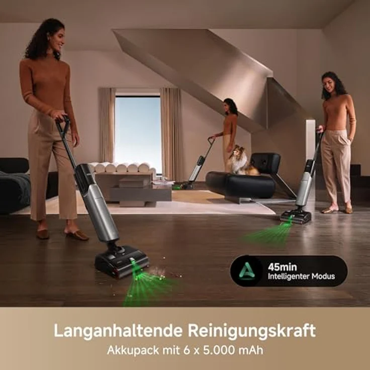 Mova Nass-Trocken-Sauger X4 Plus, 300 W, 20.000Pa Saugkraft, KI-Reinigung, 180°-Design, selbstreinigende Bürste – Bild 10