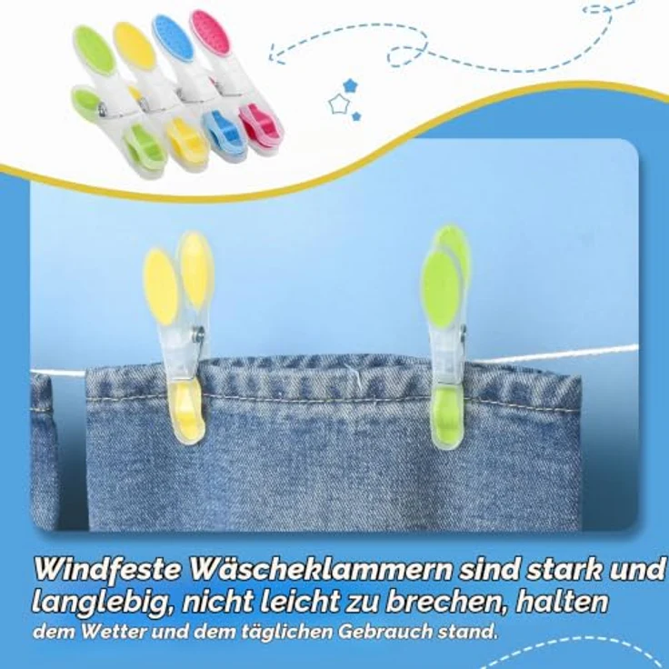 AiQInu 40 Stück Wäscheklammern mit Korb, Plastik Handtuchklammern mit rutschfestem Silikon, Mehrfarbig, hinterlassen keine Abdrücke für Wäsche, T-Shirts, Unterwäsche und Socken – Bild 5