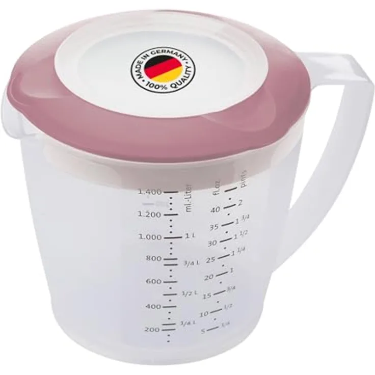 Westmark Rührbecher »Helena« mit Deckel, 1,4 l, mehrsprachige Skala und Sieb-Funktion, rosa