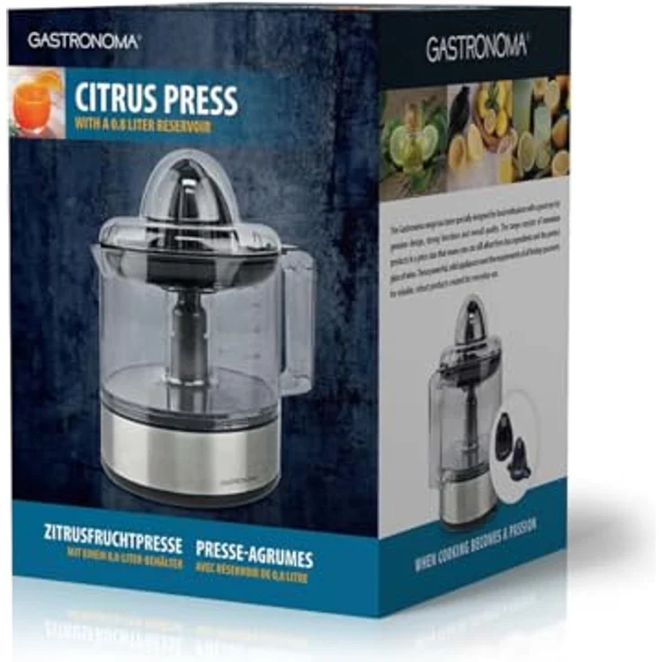 Gastronoma Zitruspresse 18230101, 40 W, 0.8 L, Schwarz / Edelstahl, mit einstellbarem Fruchtfleischfilter und Zwei-Wege-Automatik – Bild 12