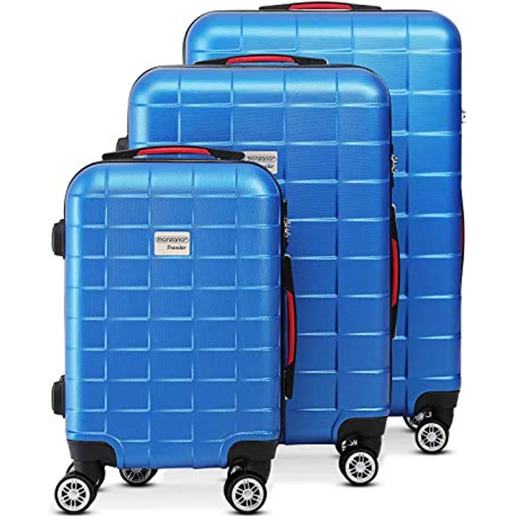 monzana Kofferset Exopack, 3tlg Hartschalenkoffer mit TSA Schloss, M-L-XL, strapazierfähig und leicht, blau – Bild 7